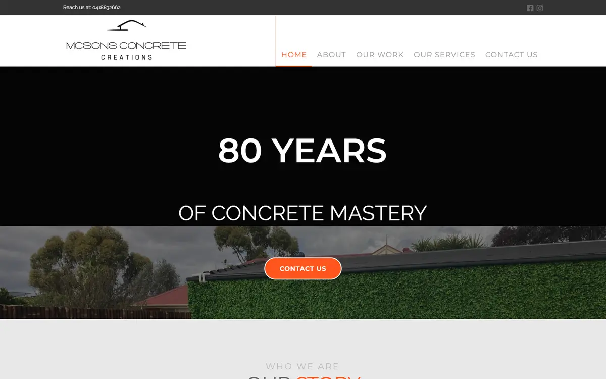 MCSONS Concrete website, built by Web Construct