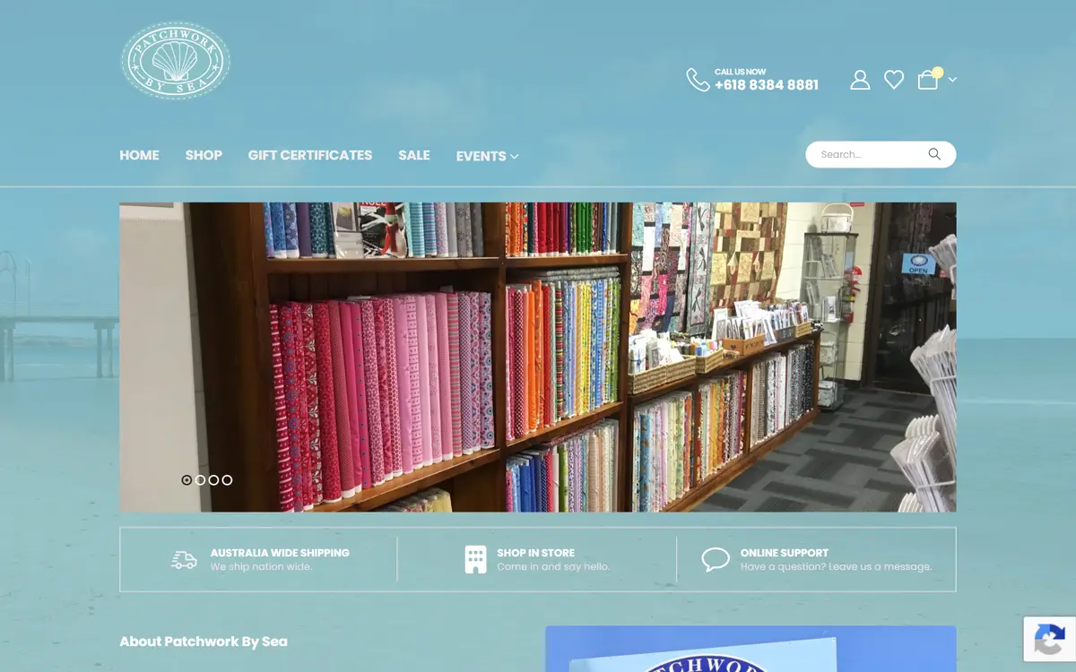 Patchwork By Sea website, built by Web Construct