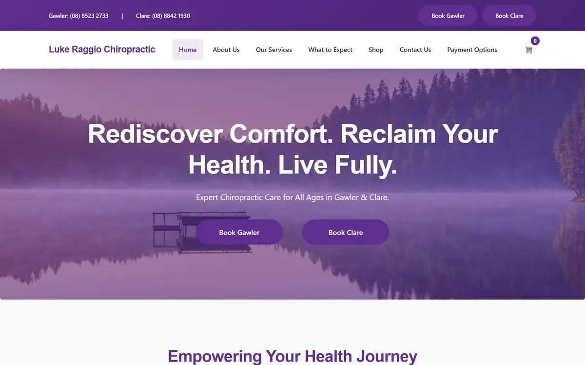 Luke Raggio Chiropractic website, built by Web Construct