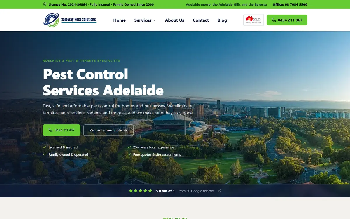 Safeway Pest Solutions website, built by Web Construct