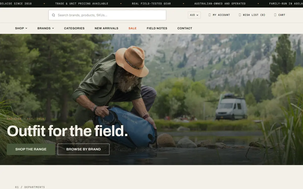 The Corps Shop website, built by Web Construct